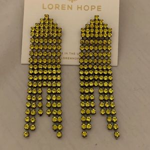 Loren Hope Elegant Green Crystals Long Earrings